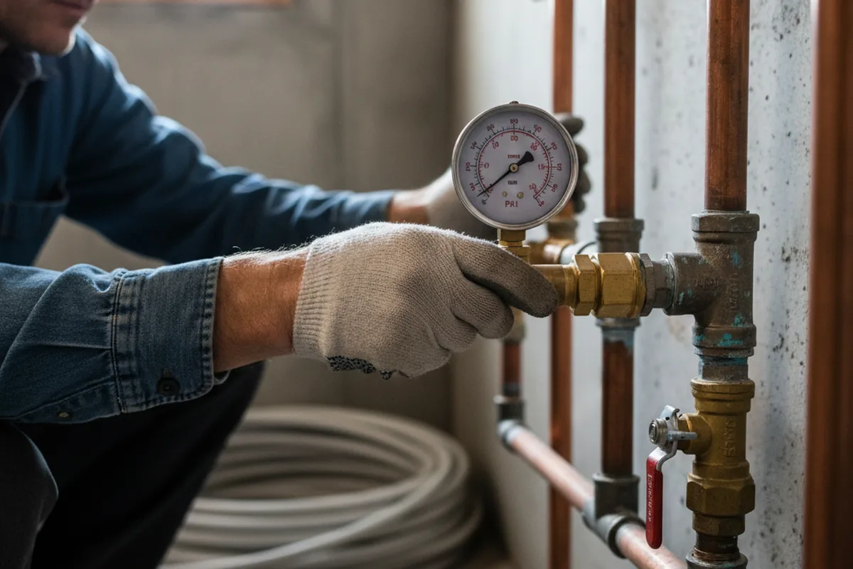 Pressure testing a repaired line during Water Line Repair in Zephyrhills